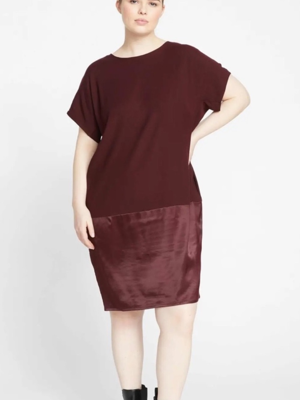 Universal Standard Avenir Double Luxe Dress Black Cherry Plus Size M 18/20 - Picture 1 of 9